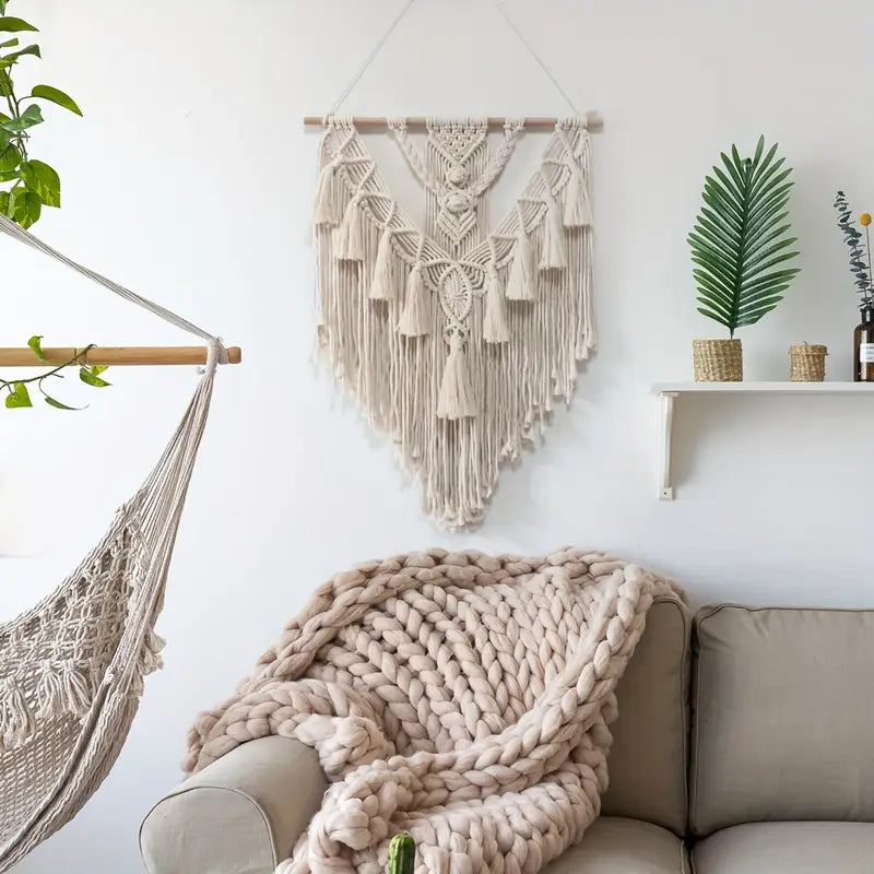 Handgemaakt wandtapijt katoen Scandinavisch Boho Lichtgewicht