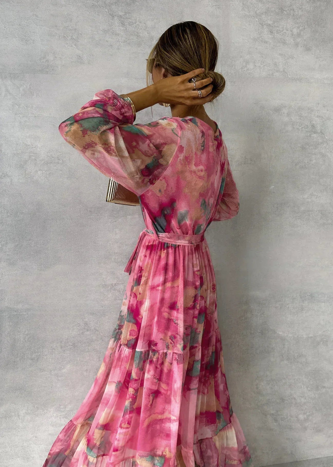 Genevieve - elegante maxi jurk met lange mouwen voor bruiloftsgasten