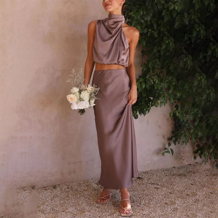 Sophisticated satijn chique Co ord set [top + broek]