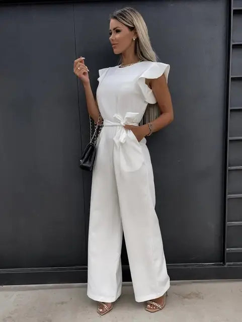 Maddison - elegante jumpsuit met ruches mouwen