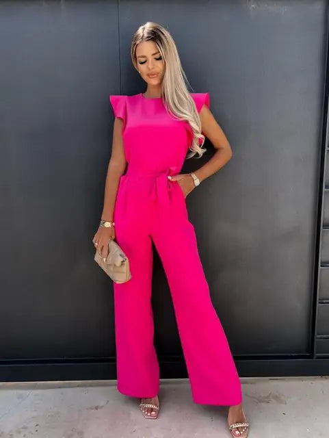 Maddison - elegante jumpsuit met ruches mouwen