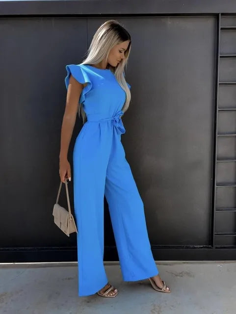 Maddison - elegante jumpsuit met ruches mouwen