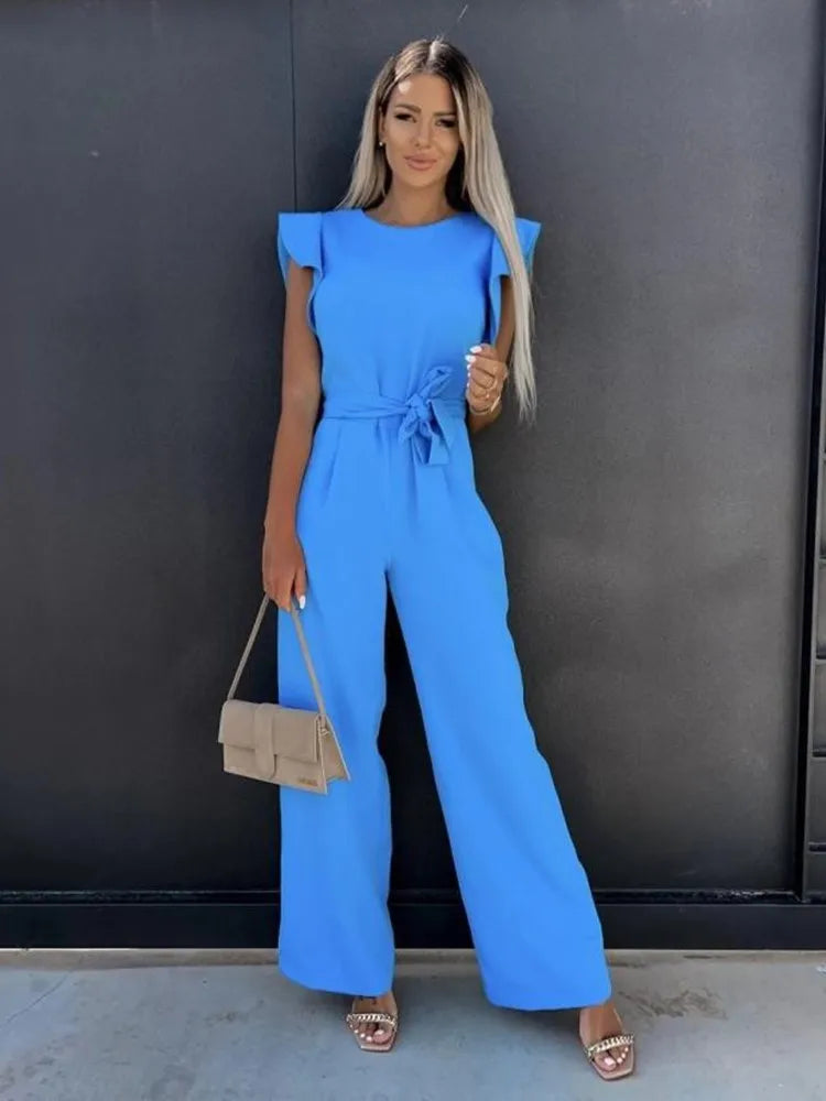 Maddison - elegante jumpsuit met ruches mouwen