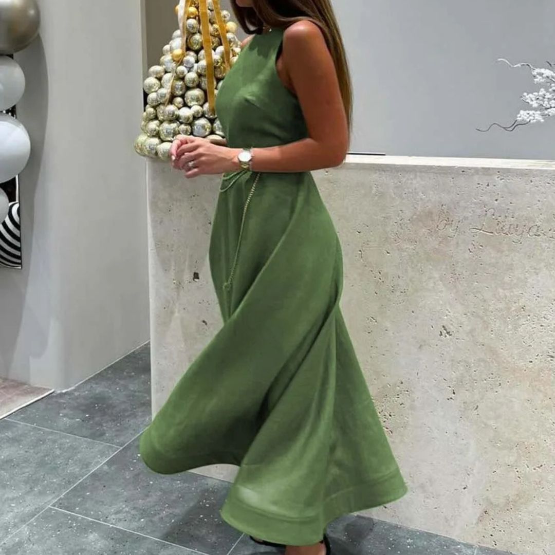 Livia – Elegante A Lijn Linnen Jurk Dames