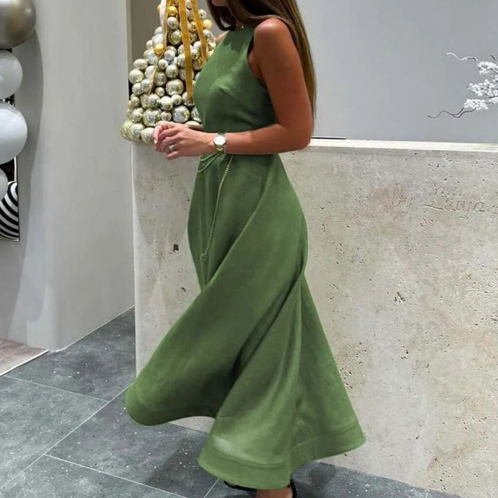 Livia – Elegante A Lijn Linnen Jurk Dames