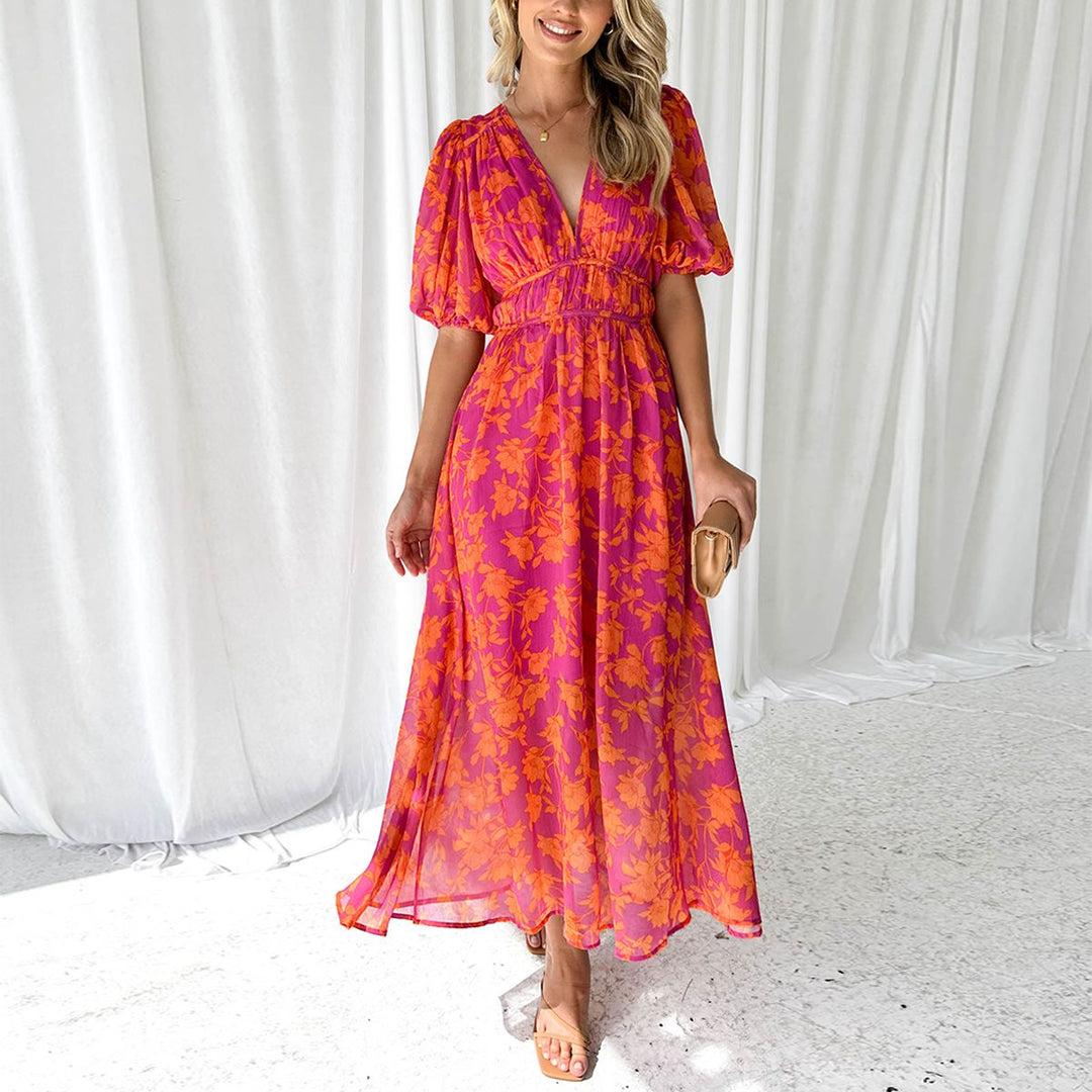 Romy - elegante maxi-jurk met print