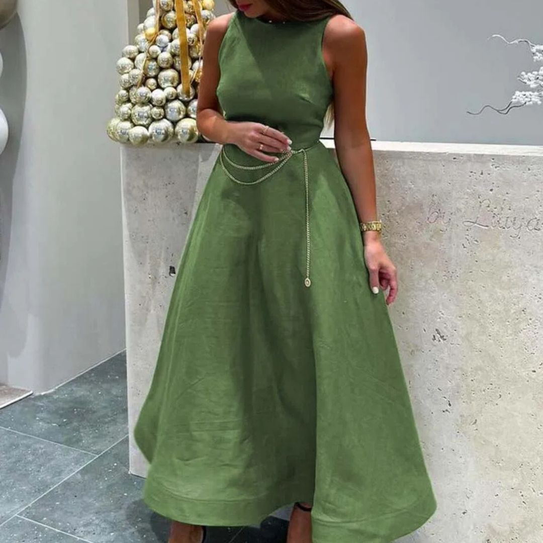 Livia – Elegante A Lijn Linnen Jurk Dames