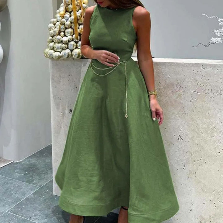 Livia – Elegante A Lijn Linnen Jurk Dames