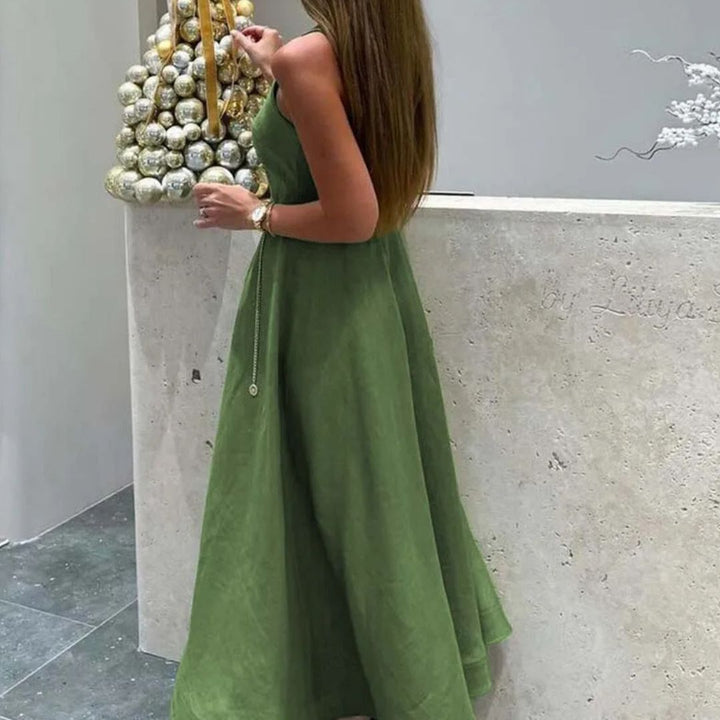 Livia – Elegante A Lijn Linnen Jurk Dames