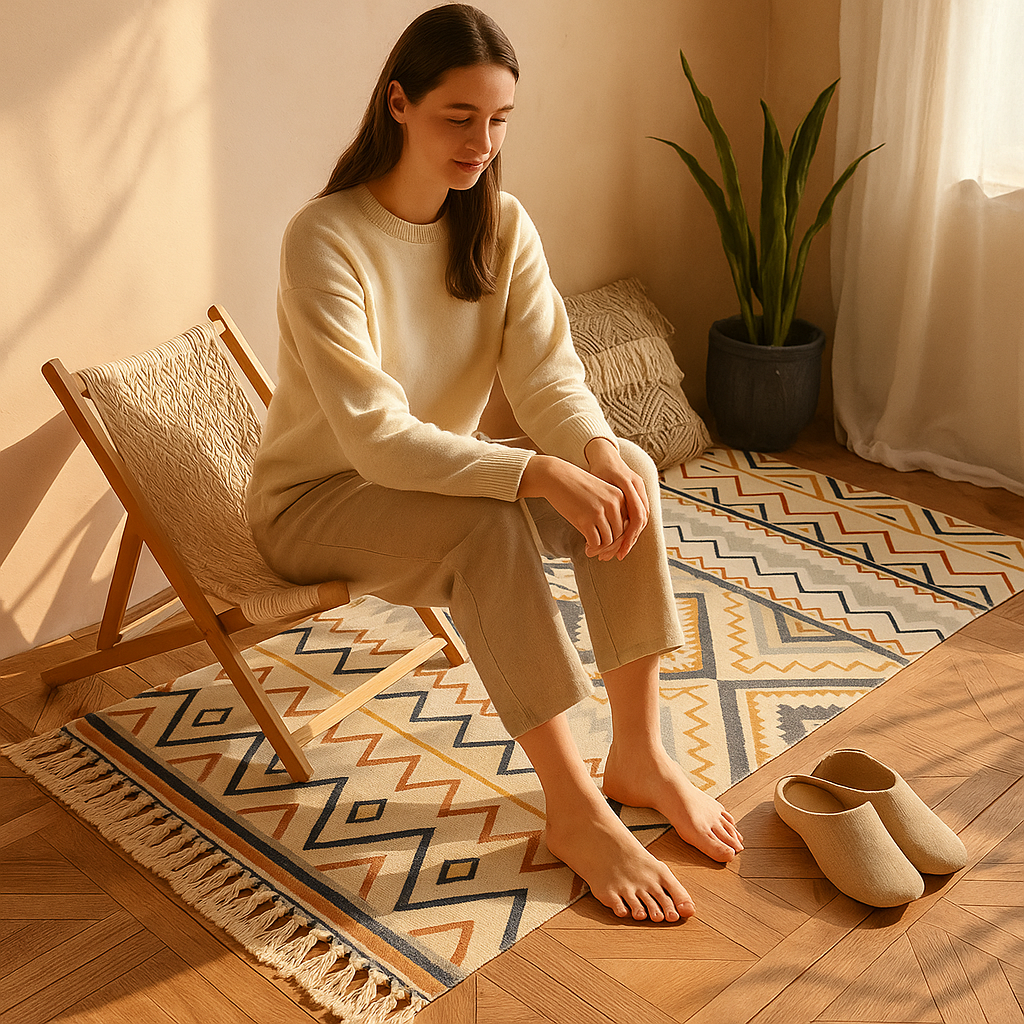 Boho Tapijt Katoen Handgemaakt Woonkamer Vloerkleed