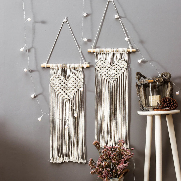 BohoWeave - handgemaakte boho hart wandkleed