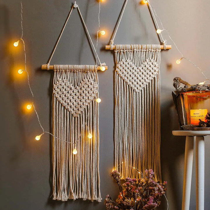 BohoWeave - handgemaakte boho hart wandkleed