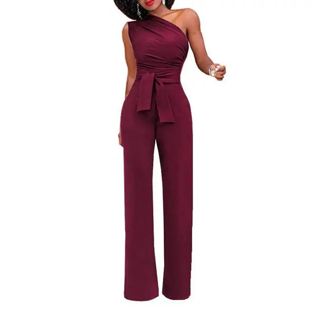 Lila - nauwsluitende jumpsuit met één schouder
