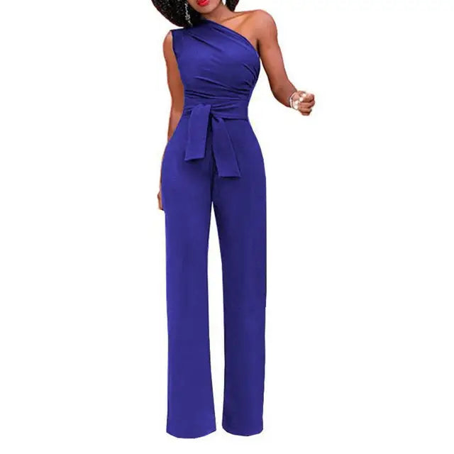 Lila - nauwsluitende jumpsuit met één schouder