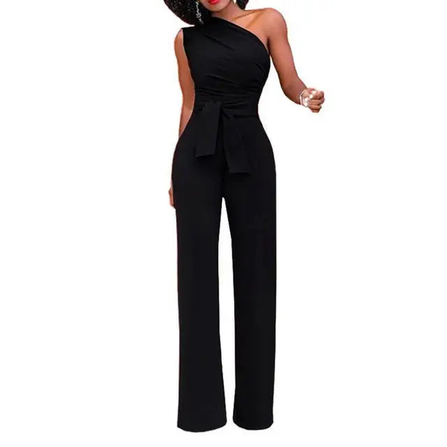 Lila - nauwsluitende jumpsuit met één schouder