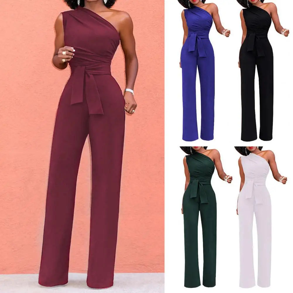 Lila - nauwsluitende jumpsuit met één schouder