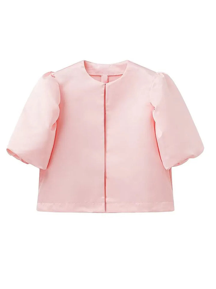 Elegante satijnen top met pofmouwen