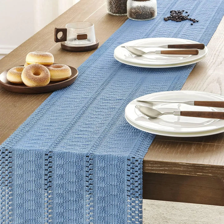 Boho Katoenen Tafelloper Handgeweven Beige Woondecor