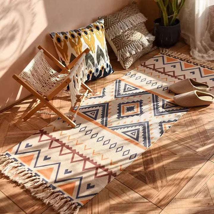 Boho Tapijt Katoen Handgemaakt Woonkamer Vloerkleed