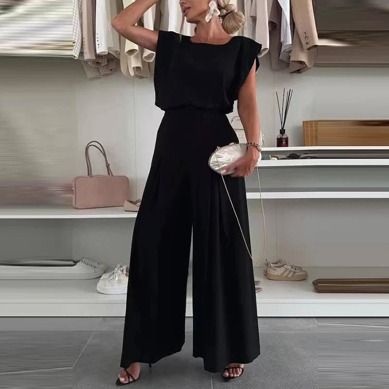 Morning Glow - High Waist Wide Leg linnen set - top + broek