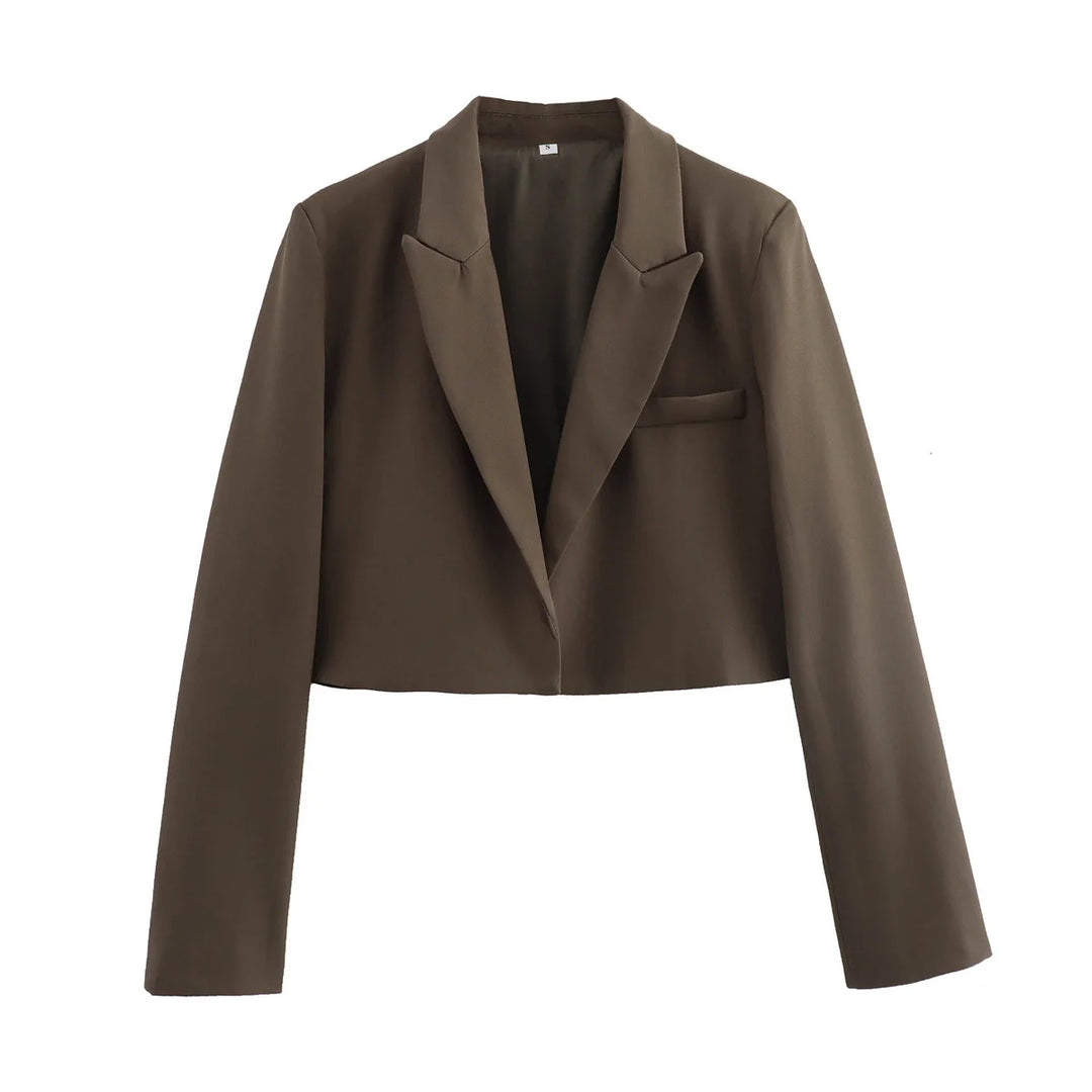 Cropped Getailleerde Lange Mouw Blazer