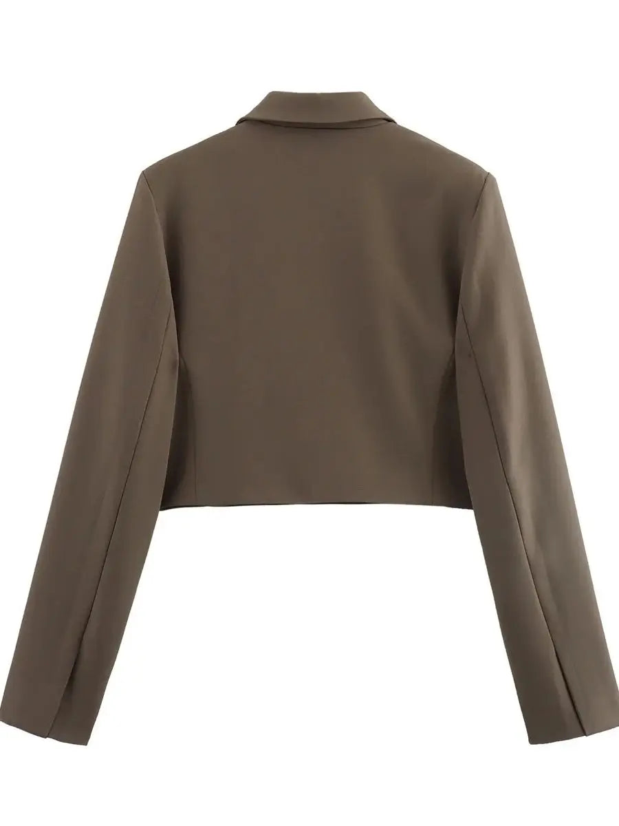 Cropped Getailleerde Lange Mouw Blazer