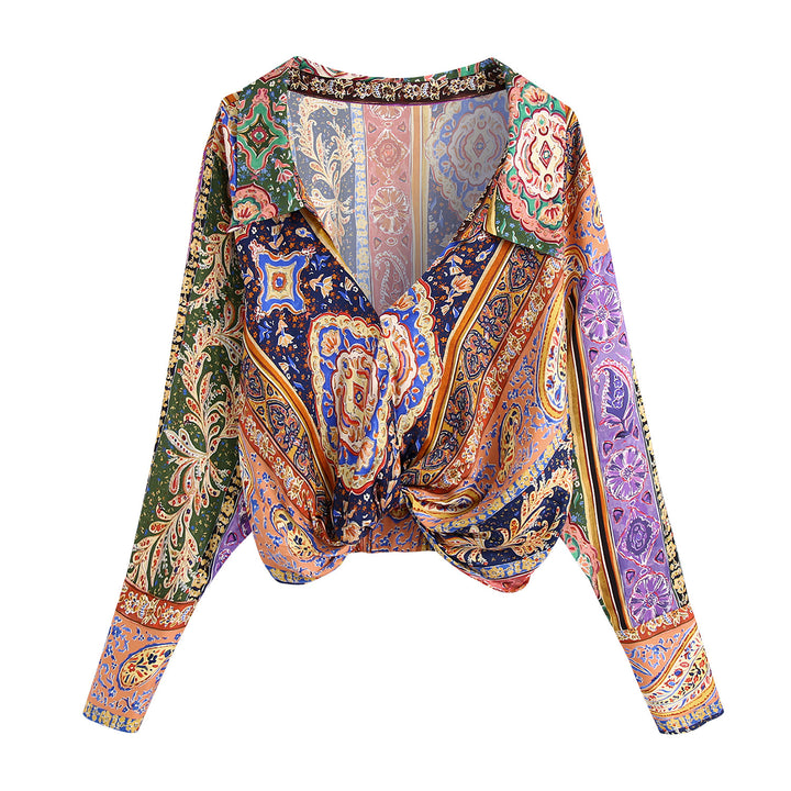 Boho Floral Satin Blouse & Mini Skirt Co ord Set