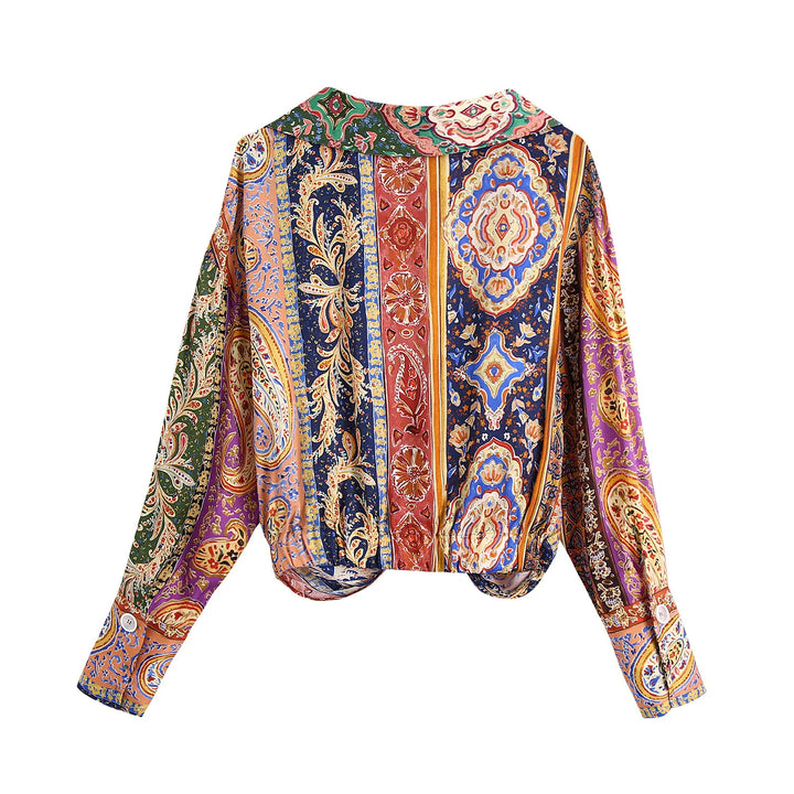 Boho Floral Satin Blouse & Mini Skirt Co ord Set