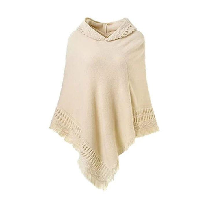 Gebreide Poncho Met Franjes – Zachte Cape Met Col