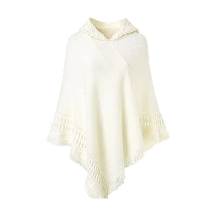 Gebreide Poncho Met Franjes – Zachte Cape Met Col