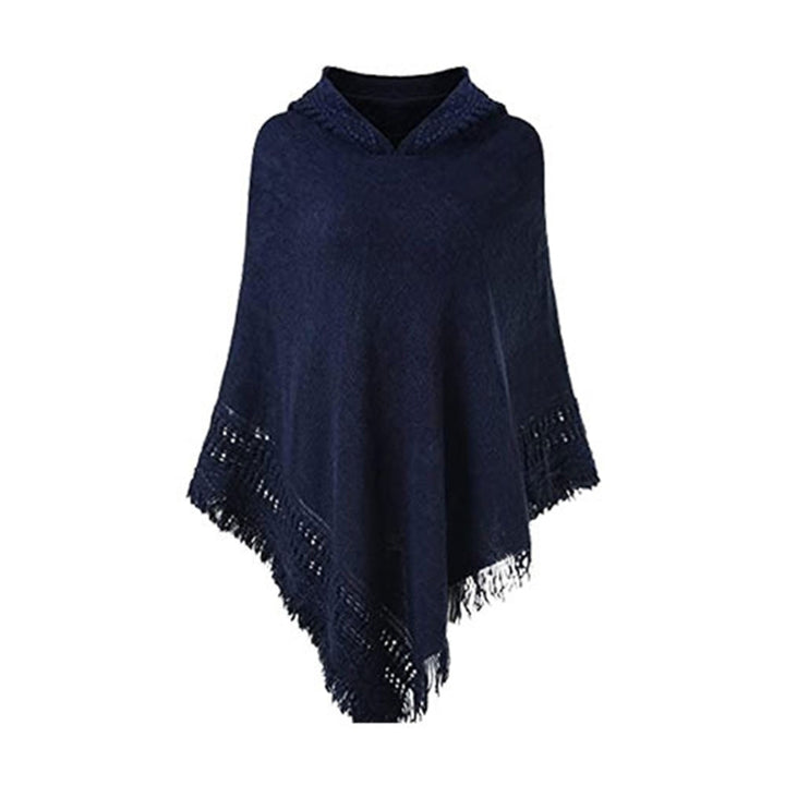 Gebreide Poncho Met Franjes – Zachte Cape Met Col