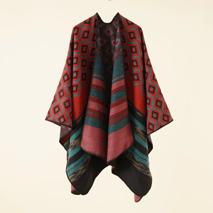 Gebreide Poncho met Uniek Patroon – Warme Dames Cape