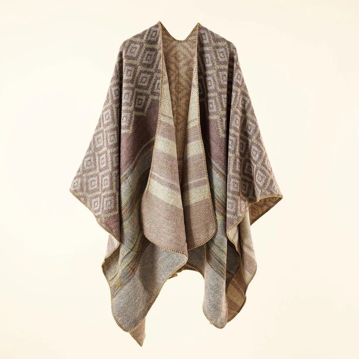 Gebreide Poncho met Uniek Patroon – Warme Dames Cape
