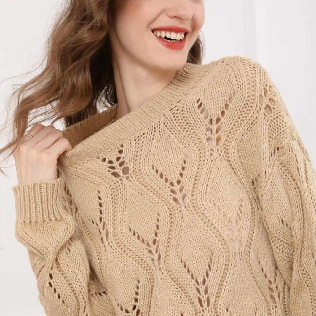Golden Hour Warme Knit Cable Sweater van Hoge Kwaliteit - Gebreide Trui