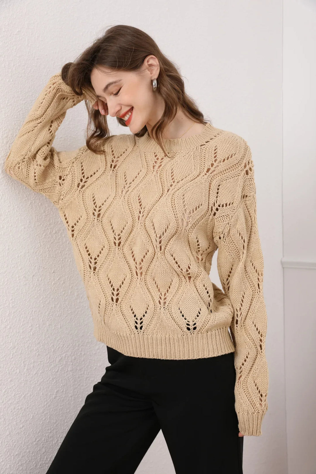 Golden Hour Warme Knit Cable Sweater van Hoge Kwaliteit - Gebreide Trui