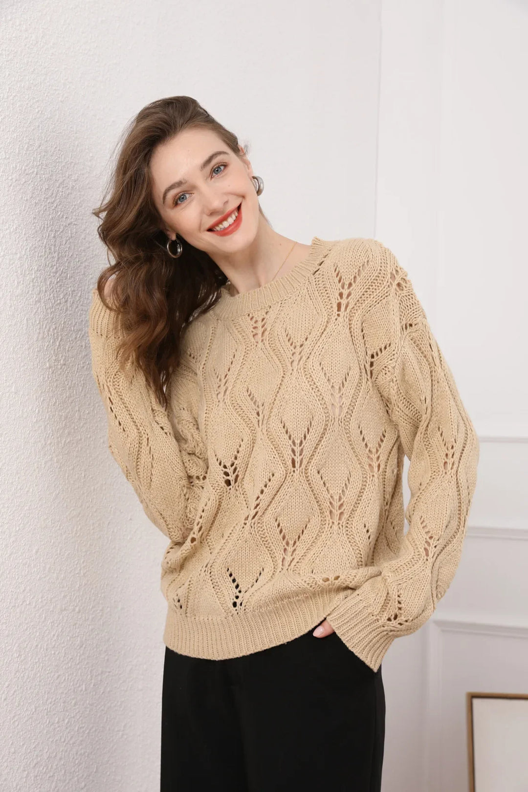 Golden Hour Warme Knit Cable Sweater van Hoge Kwaliteit - Gebreide Trui