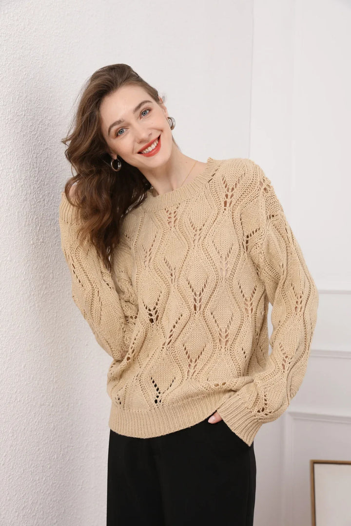 Golden Hour Warme Knit Cable Sweater van Hoge Kwaliteit - Gebreide Trui