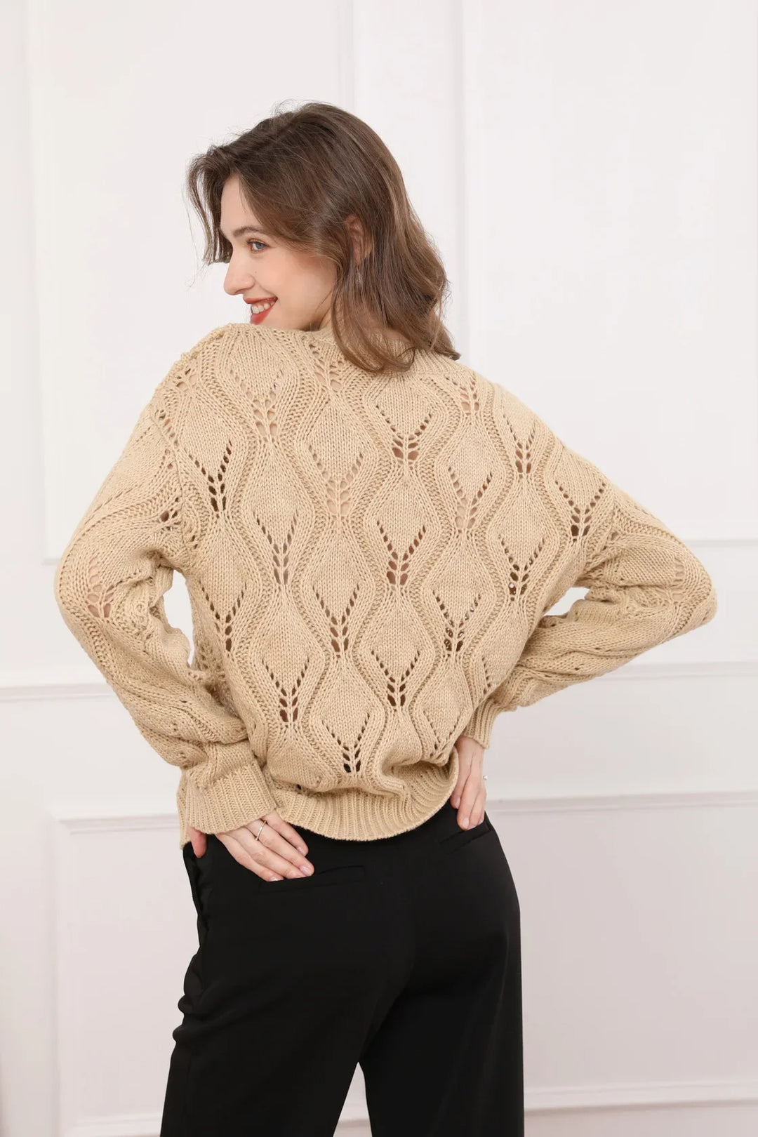 Golden Hour Warme Knit Cable Sweater van Hoge Kwaliteit - Gebreide Trui