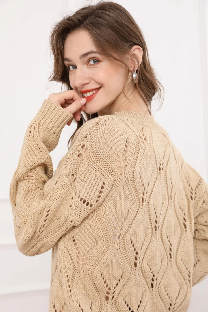 Golden Hour Warme Knit Cable Sweater van Hoge Kwaliteit - Gebreide Trui