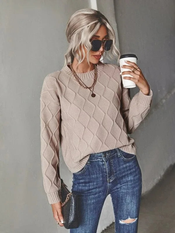 City Luxe Warme Knit Cable Sweater van Hoge Kwaliteit - Gebreide Trui