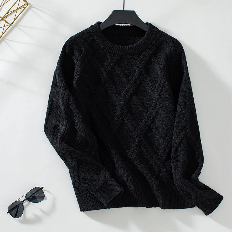 Beige Allure Warme Knit Cable Sweater van Hoge Kwaliteit - Gebreide Trui