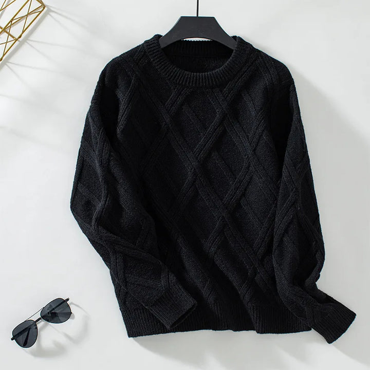 Beige Allure Warme Knit Cable Sweater van Hoge Kwaliteit - Gebreide Trui