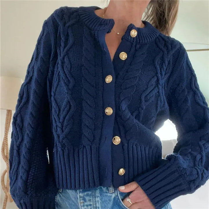 Snuggle Season Gezellig Kabelgebreid Cardigan Met Knopen - Warme Herfst Wintertrui