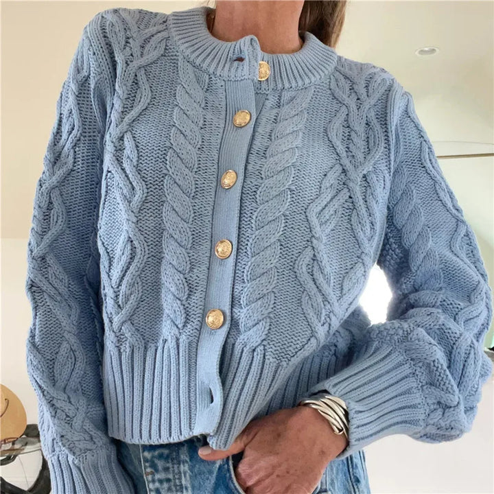 Snuggle Season Gezellig Kabelgebreid Cardigan Met Knopen - Warme Herfst Wintertrui