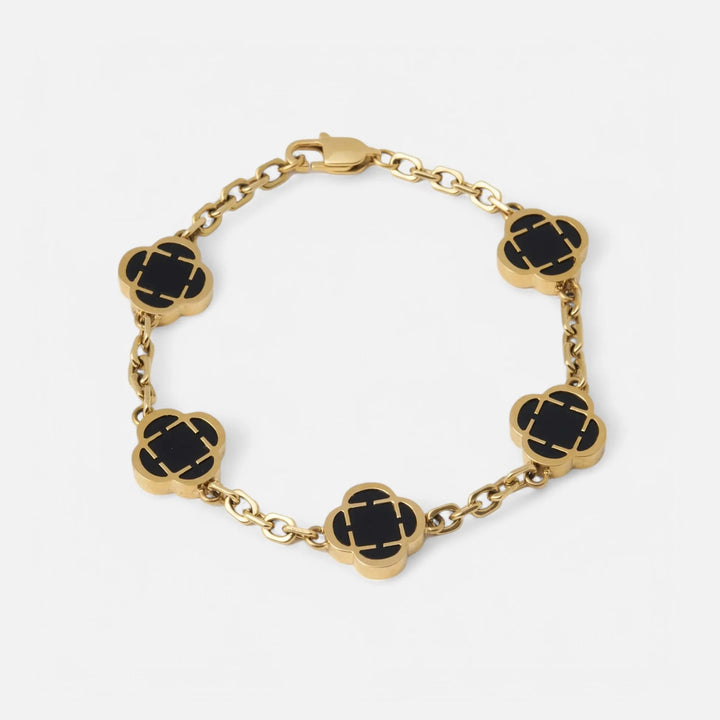 Noir Fleur Clover Schakel Armband - Klaver armband