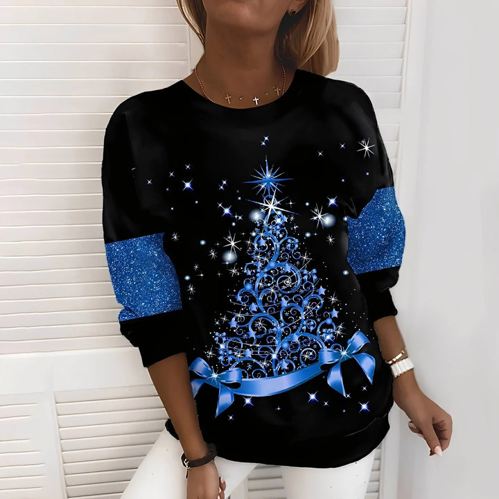 Festive Christmas Trui Met Glitters - Stijlvolle Boomontwerp Sweater