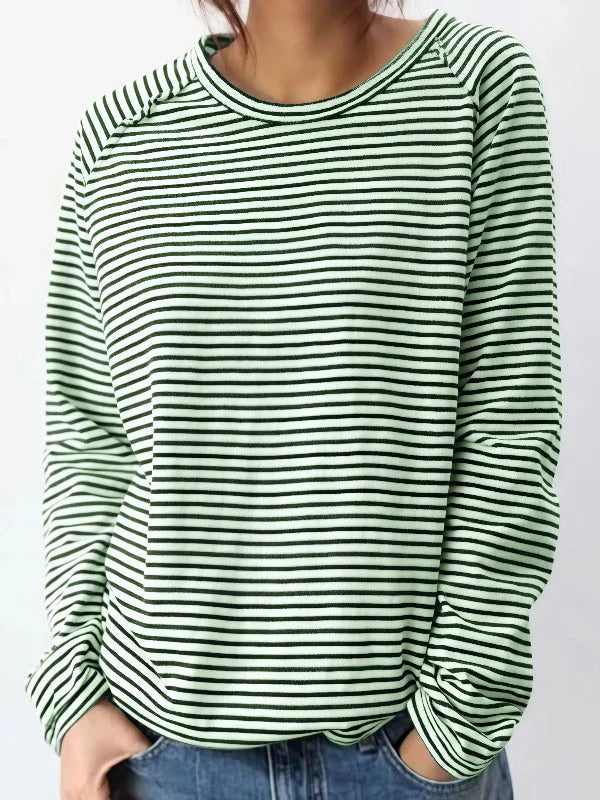 Midnight Lines Dames Longsleeve – Gestreepte Top met Lange Mouwen