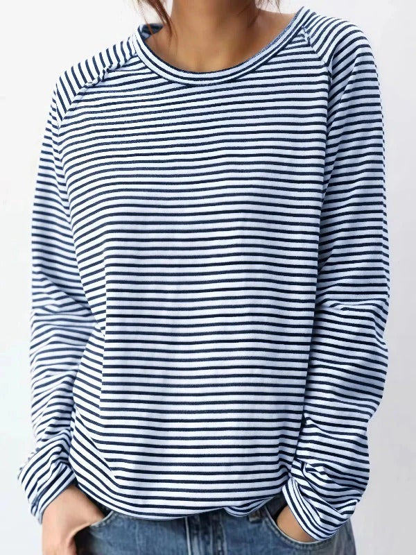 Midnight Lines Dames Longsleeve – Gestreepte Top met Lange Mouwen