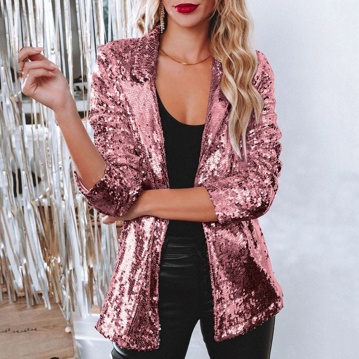Disco Dream Glanzende Blazer Met Pailletten – Getailleerd Model Volledig Gevoerd Open Voorkant