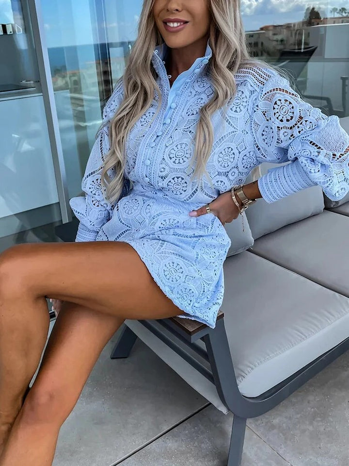 Chic Romance Dameskanten Set Met Elegante Blouse En Korte Broek - Tweedelige Set